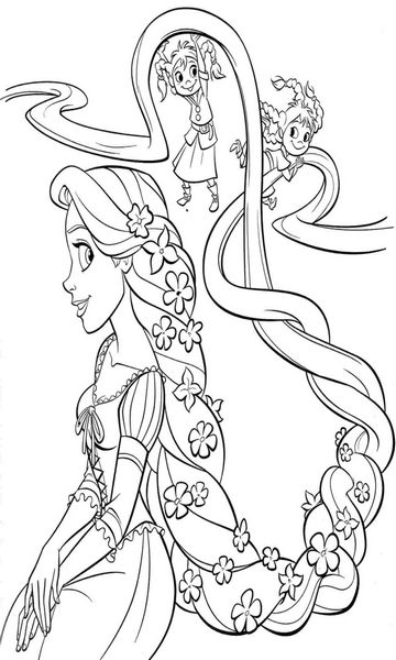 kolorowanka Zaplątani do wydruku malowanka coloring page Tangled Roszpunka Disney z bajki dla dzieci nr 1